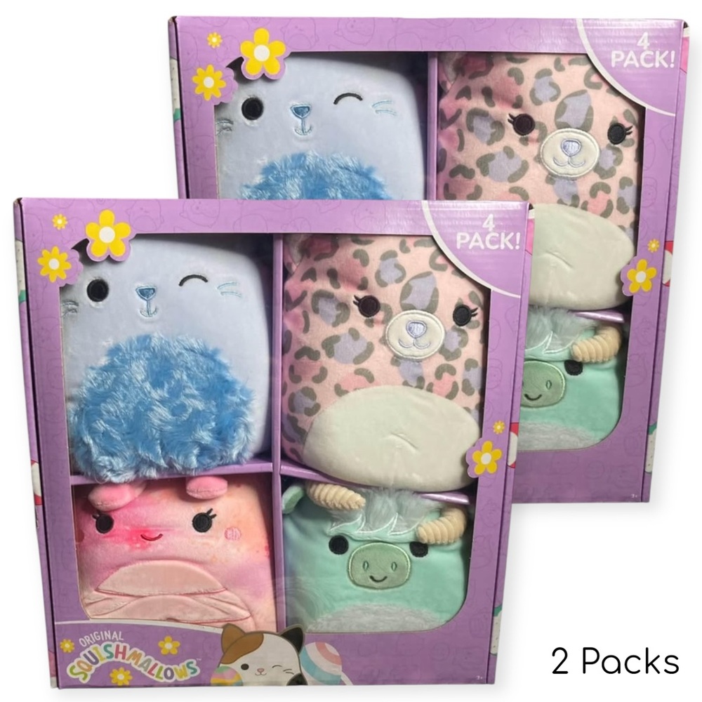 (2) 7" SQUISHMALLOWS 4 Pack Soft Plush Toy Bunny Cheetah Butterfly